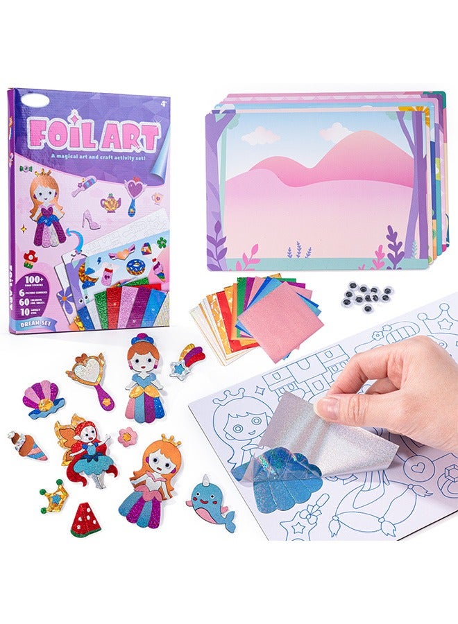 tangs DIY Foil Art Kit | Award-Winning Princess Theme - 6 Canvases, 60+ Stickers, 60+ Foil Sheets | No-Mess Craft Activity, Creative Gift for Girls Ages 4, 5, 6, 7, 8 - Image 2