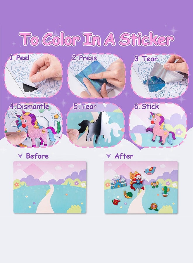 tangs DIY Foil Art Kit | Award-Winning Princess Theme - 6 Canvases, 60+ Stickers, 60+ Foil Sheets | No-Mess Craft Activity, Creative Gift for Girls Ages 4, 5, 6, 7, 8 - Image 3