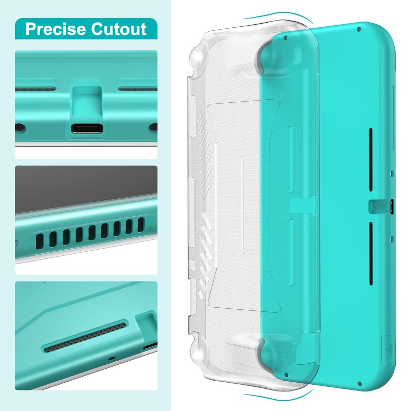 innoAura Switch Lite Case 18-in-1 Accessories Bundle for NS Switch Lite (2019), with Protective Carrying Case, Game Holder, Screen Protector & Cute Thumb Grips, Turquoise - Image 5