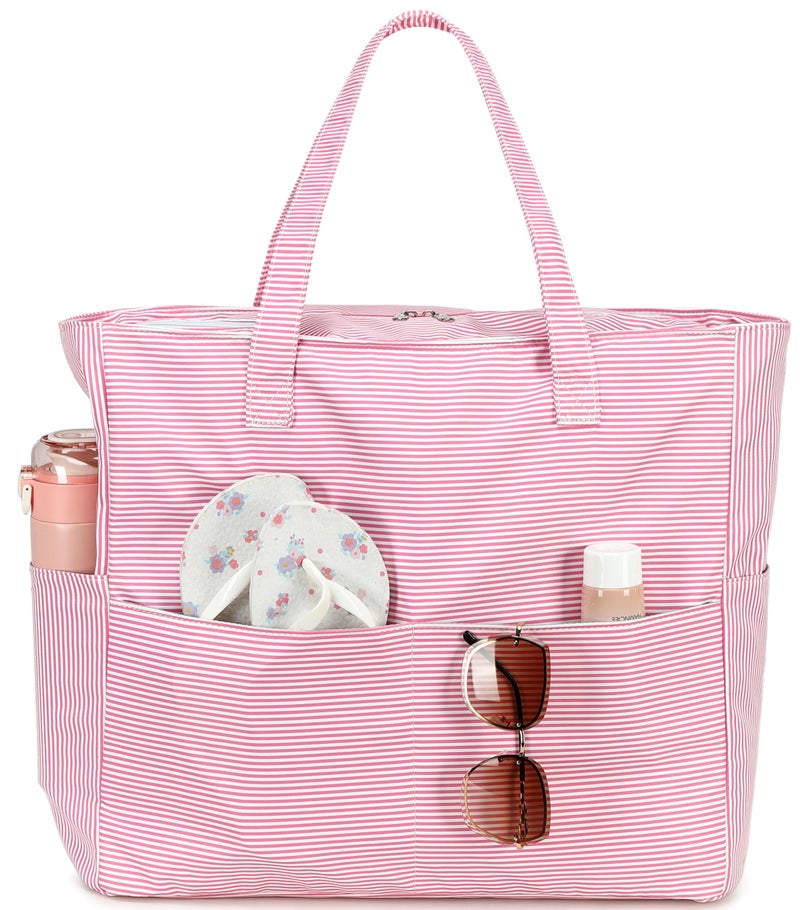 LEDAOU Large Beach Bag Women Waterproof Sandproof Zipper Beach Tote Pool Bag for Gym Grocery Travel with Wet Pocket - Image 1