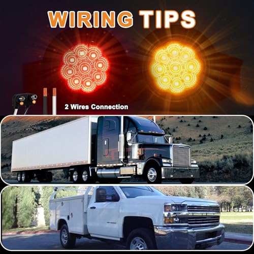 Wodvyss 10Pack(5 Amber + 5 Red) 2" 9 LED Round Trailer Side Marker Light Grommet Flush Mount, [DOT Approved] Sealed 2 inch Clearance Lights with Reflex Lens for Truck RV Camper, IP67 Waterproof, 12V - Image 2
