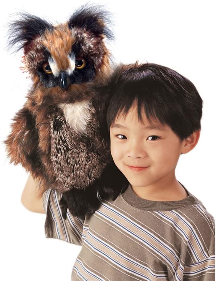 Folkmanis Great Horned Owl Hand Puppet - Plush Animal Toy - Image 2