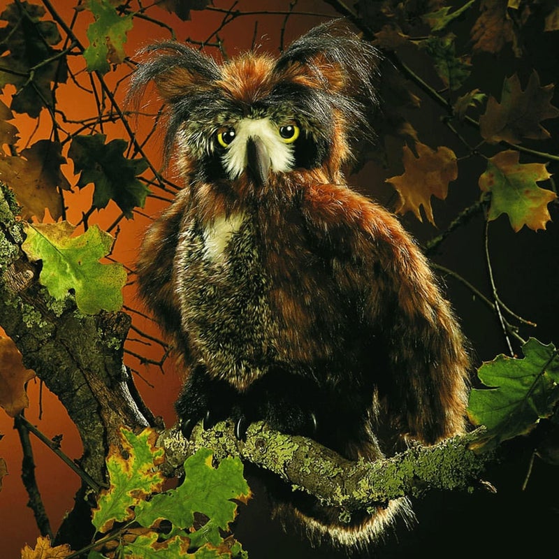 Folkmanis Great Horned Owl Hand Puppet - Plush Animal Toy - Image 1