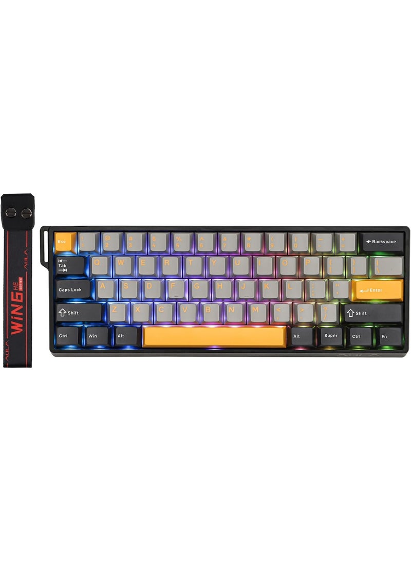 AULA كيبورد مغناطيسي سلكي WIN60 HE MAX 60% مع ضبط الفعل، معدل استقصاء 8000 هرتز، مفاتيح مغناطيسية بتأثير هول، قابل للتبديل الساخن، لألعاب FPS - Image 2