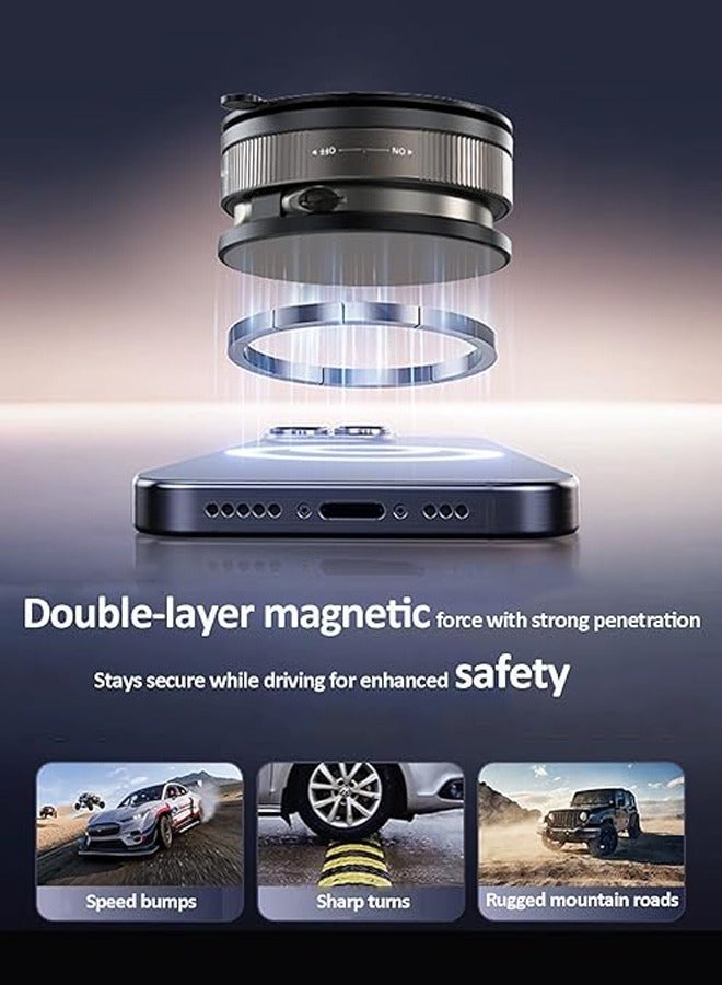 Generic Vacuum Magnetic Car Phone Mount - 360° Rotating Foldable Dashboard Suction Cup Holder with Strong Magnet, Universal Compatibility for Smartphones (Black)  - Image 4