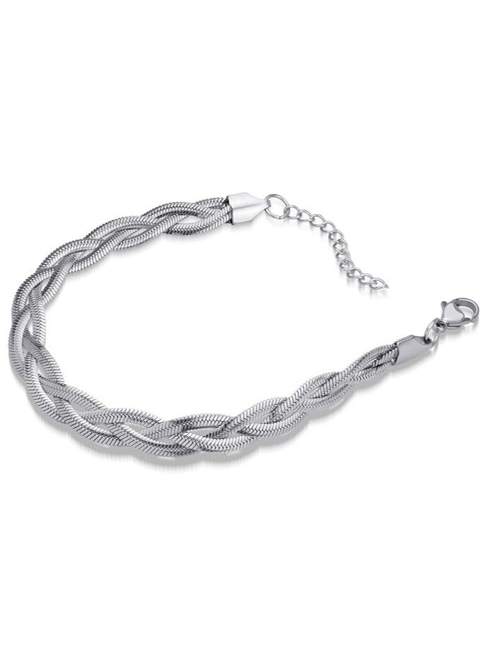 Fayrouz Jewellery Stainless Steel Braided Snake Bracelet for Women Ladies Bracelet or Ansial by Fairuz Jewelry - Image 1