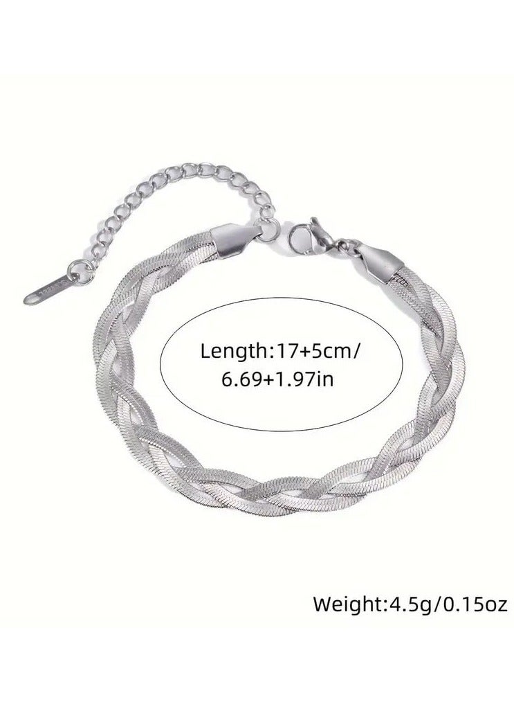 Fayrouz Jewellery Stainless Steel Braided Snake Bracelet for Women Ladies Bracelet or Ansial by Fairuz Jewelry - Image 3