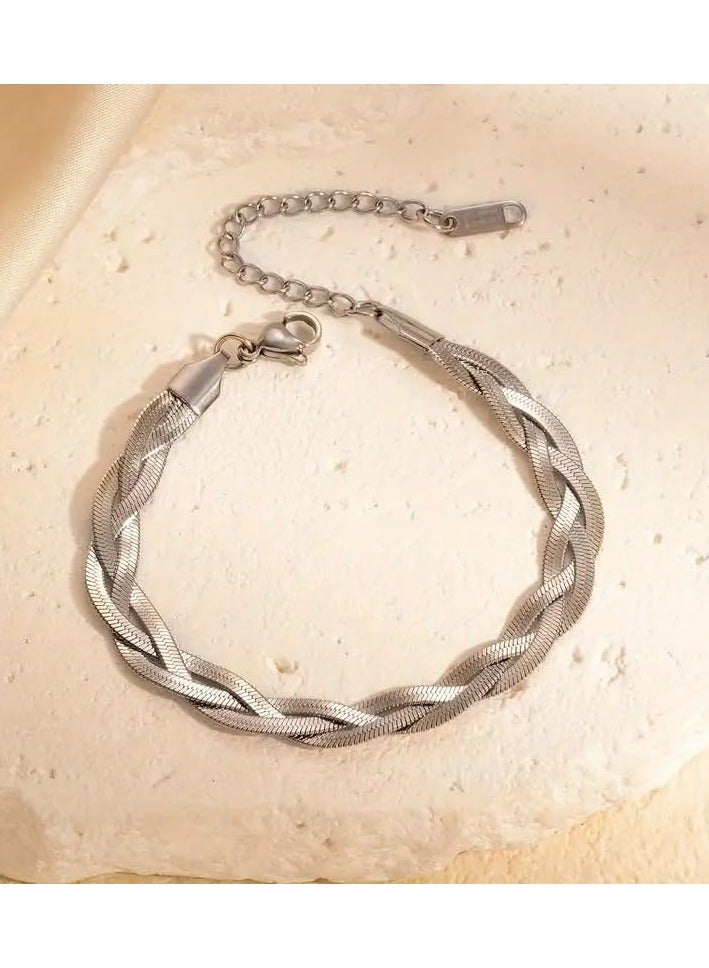 Fayrouz Jewellery Stainless Steel Braided Snake Bracelet for Women Ladies Bracelet or Ansial by Fairuz Jewelry - Image 4