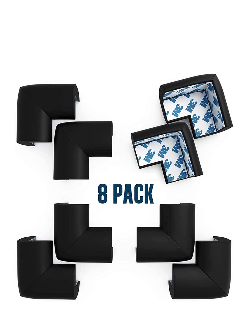 Table Corner Protectors for Baby Safety - Pre-Taped Sharp Corner Cushions to Prevent Head Knee Injuries 8 Pack (Black) - Image 1