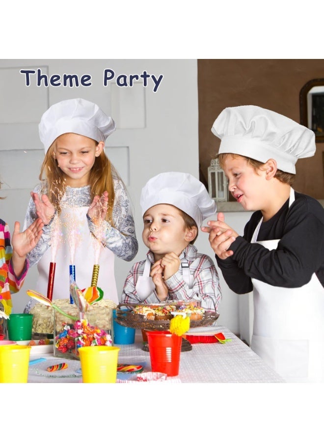 Bluejw Kids Apron and Chef Hat Set, 2 Pieces Boys Girls Kids Apron with 2 Pockets Adjustable for Cooking Classroom Baking Painting, 6-12 Years, White - Image 5