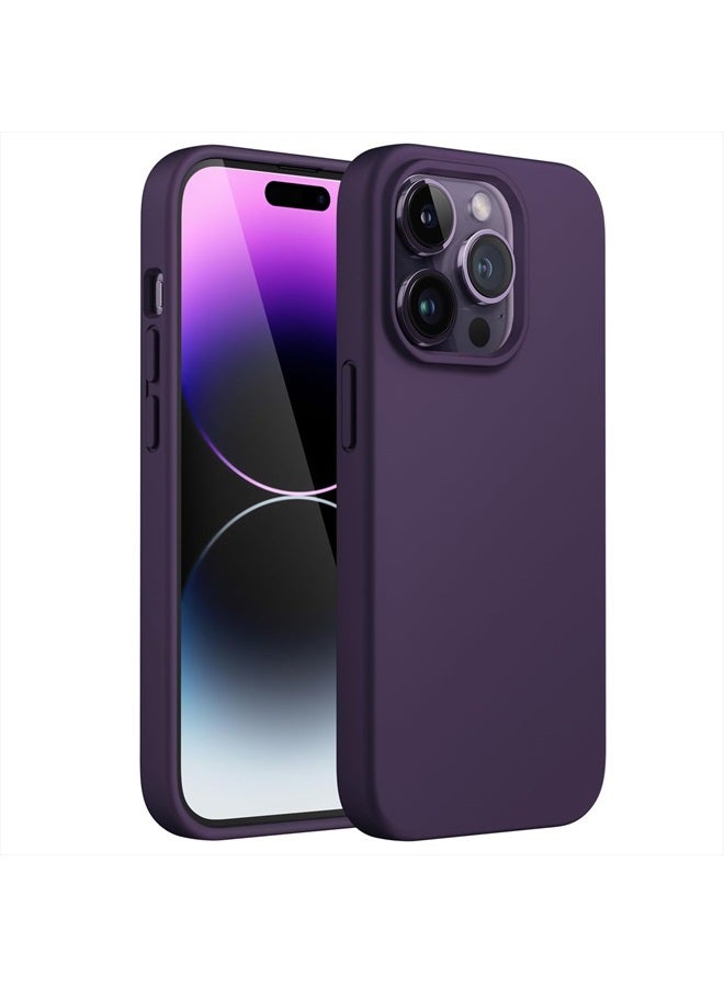 Jetech جراب سيليكون لهاتف iPhone 14 Pro Max مقاس 6.7 بوصة، جراب حماية كامل للجسم بملمس حريري ناعم، غطاء مقاوم للصدمات مع بطانة من الألياف الدقيقة (أرجواني غامق) - Image 1