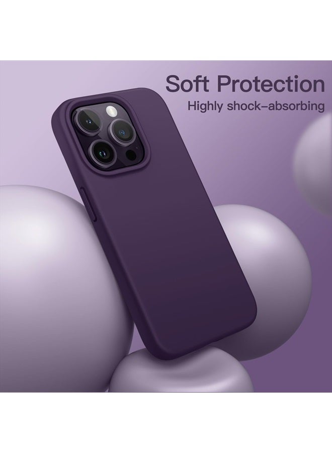 Jetech جراب سيليكون لهاتف iPhone 14 Pro Max مقاس 6.7 بوصة، جراب حماية كامل للجسم بملمس حريري ناعم، غطاء مقاوم للصدمات مع بطانة من الألياف الدقيقة (أرجواني غامق) - Image 4