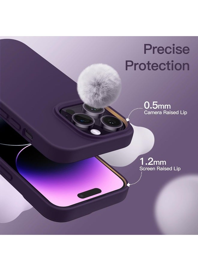 Jetech جراب سيليكون لهاتف iPhone 14 Pro Max مقاس 6.7 بوصة، جراب حماية كامل للجسم بملمس حريري ناعم، غطاء مقاوم للصدمات مع بطانة من الألياف الدقيقة (أرجواني غامق) - Image 5