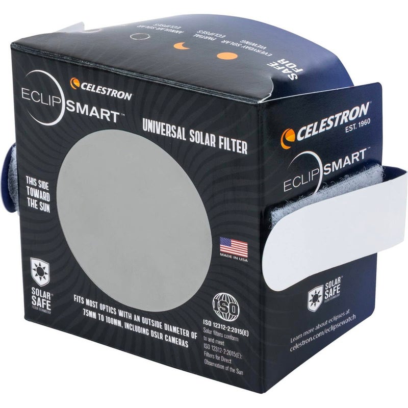 Celestron – EclipSmart Safe Solar Eclipse Telescope and Camera Filter – Meets ISO 12312-2:2015(E) Standards – Works with Your Telescope, Spotting Scope, or DSLR Camera – Observe + Photograph Eclipses - Image 1