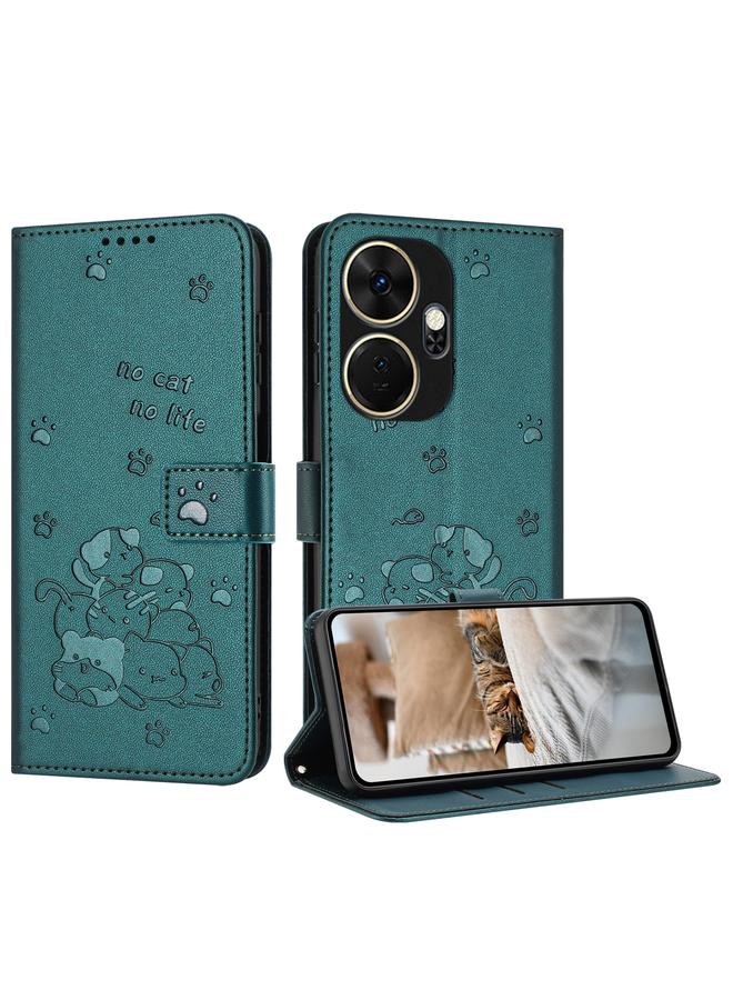 S-TOP Case For itel P55+ Embossed Kitten Phone Leather Case with Lanyard - Image 1