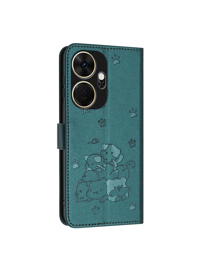 S-TOP Case For itel P55+ Embossed Kitten Phone Leather Case with Lanyard - Image 3