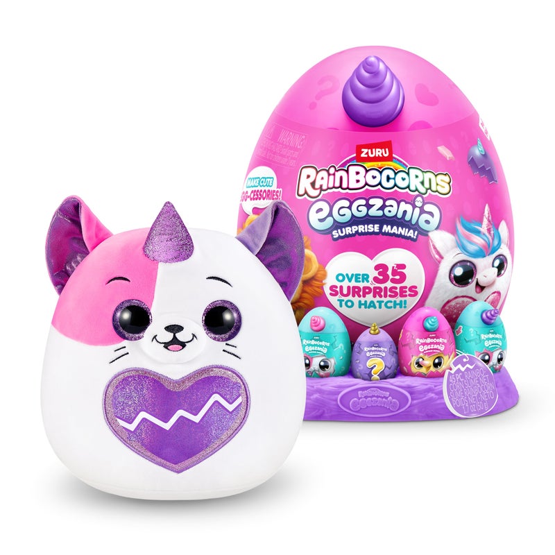 Rainbocorns Eggzania Surprise Mania Series 1 (Kitten) by ZURU, Collectible Plush Stuffed Animal, 5 Mini Eggs, Stickers, DIY Jewelry, Slime, Ages 3+ for Girls, Children - Image 3