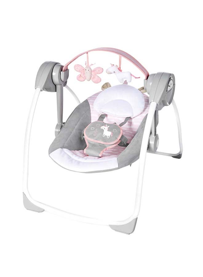 ingenuity Comfort 2 Go Portable Swing - Flora the Unicorn - Image 1