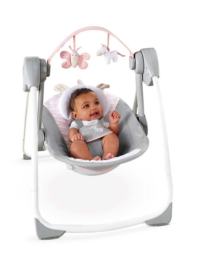 ingenuity Comfort 2 Go Portable Swing - Flora the Unicorn - Image 2