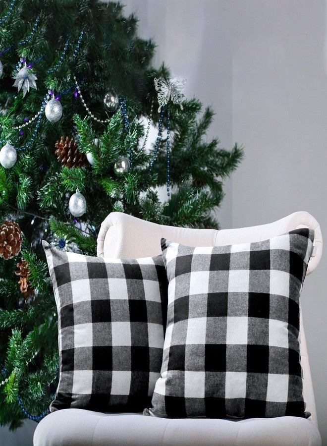Thmyo 4-Pack Buffalo Check Plaid Throw Pillow Covers Farmhouse Rustic Outdoor Square Pillow Cases Classic Decorative Cushion Covers for Christmas Thanksgiving Holiday Home Decor Car Bed Sofa,18x18inch - Image 2