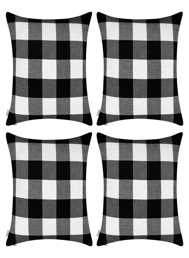 Thmyo 4-Pack Buffalo Check Plaid Throw Pillow Covers Farmhouse Rustic Outdoor Square Pillow Cases Classic Decorative Cushion Covers for Christmas Thanksgiving Holiday Home Decor Car Bed Sofa,18x18inch - Image 1
