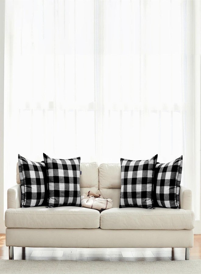 Thmyo 4-Pack Buffalo Check Plaid Throw Pillow Covers Farmhouse Rustic Outdoor Square Pillow Cases Classic Decorative Cushion Covers for Christmas Thanksgiving Holiday Home Decor Car Bed Sofa,18x18inch - Image 5
