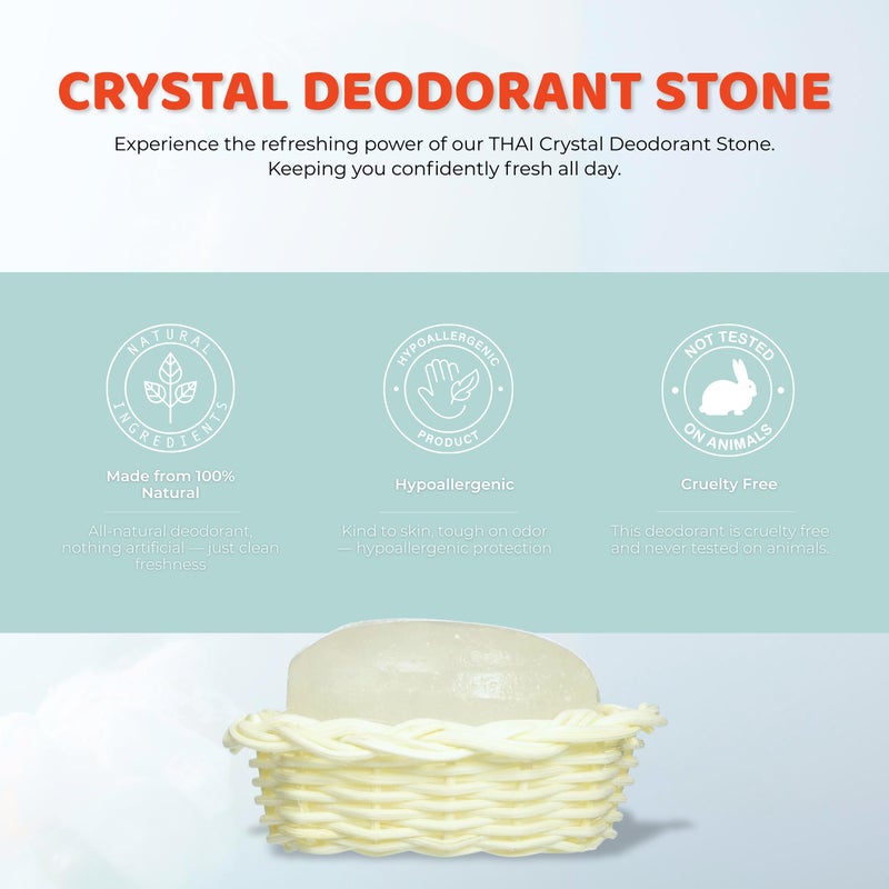 Thai Deodorant Stone Crystal Stone in Basket - Image 2