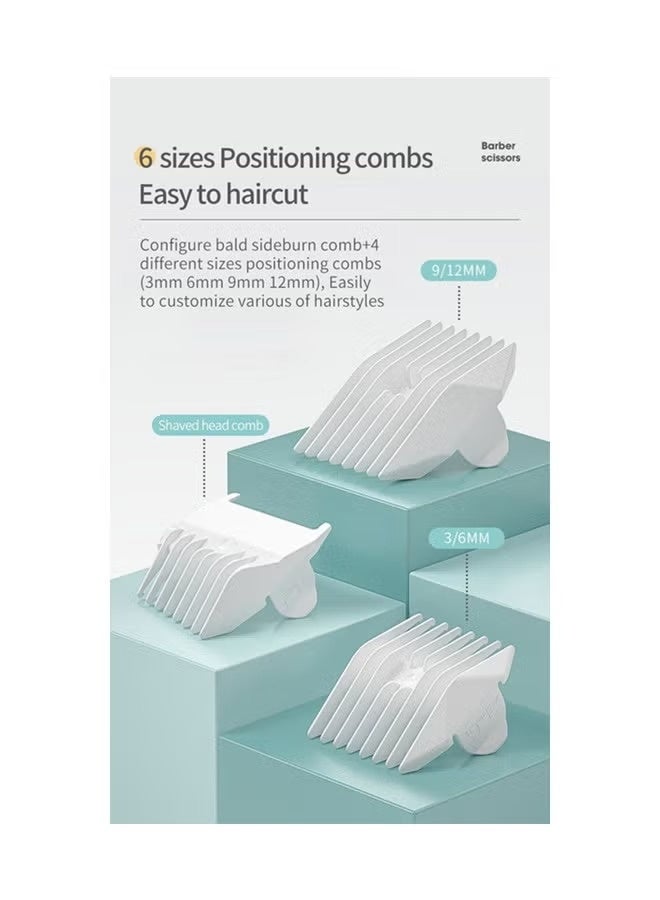 ماكينة قص الشعر اللاسلكية مع مكنسة مدمجة – قابلة لإعادة الشحن – للرجال والأطفال والحيوانات الأليفة – لون أبيض - Image 5