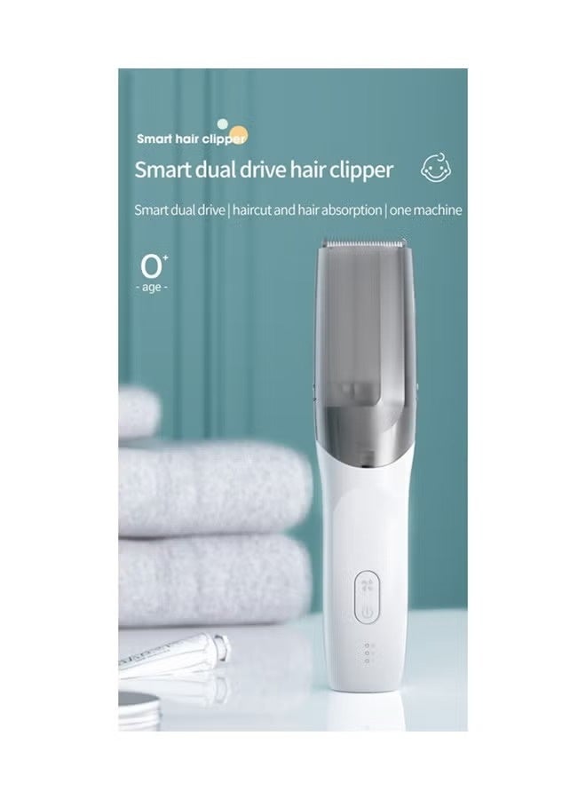 ماكينة قص الشعر اللاسلكية مع مكنسة مدمجة – قابلة لإعادة الشحن – للرجال والأطفال والحيوانات الأليفة – لون أبيض - Image 2