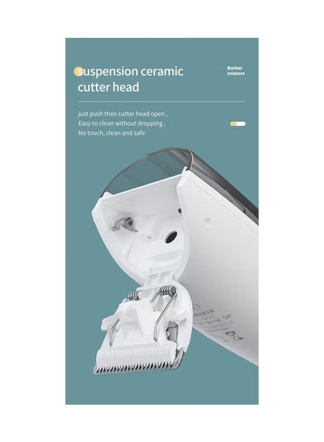 ماكينة قص الشعر اللاسلكية مع مكنسة مدمجة – قابلة لإعادة الشحن – للرجال والأطفال والحيوانات الأليفة – لون أبيض - Image 4