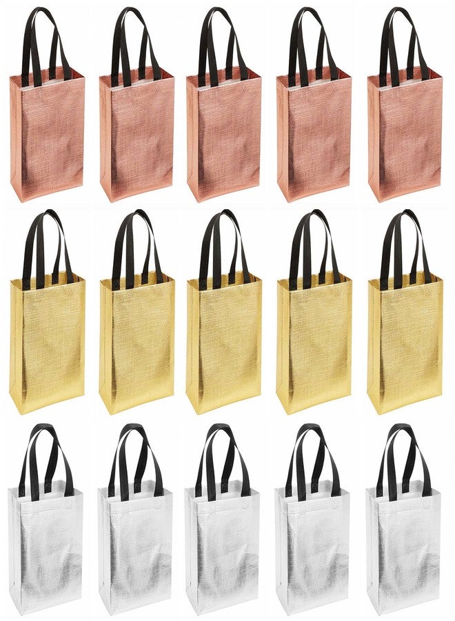 PHOGARY 15Pcs Glossy Gift Bags Medium Size, 8x4x10 Inch Reusable Gift Bag for Wedding Bachelorette Birthday, Party Favor Bag With Handles, Goodie Bags Bulk, 3 colors - Image 2