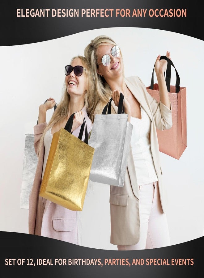 PHOGARY 15Pcs Glossy Gift Bags Medium Size, 8x4x10 Inch Reusable Gift Bag for Wedding Bachelorette Birthday, Party Favor Bag With Handles, Goodie Bags Bulk, 3 colors - Image 5