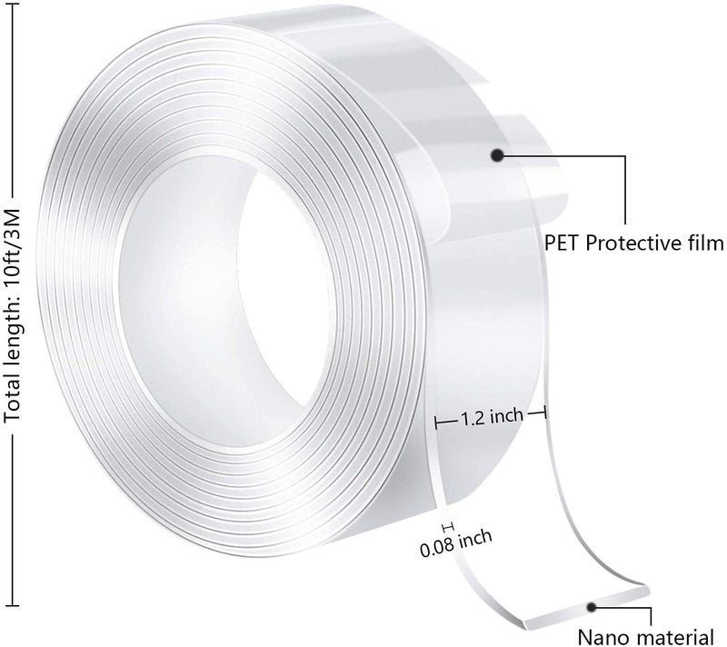 Thea Thea Dual-Sided Mounting Tape 10FT Multipurpose Strong Tape Wall Adhesive Strip Removable, Reusable Two Sided Gel Grip Tape With Strong Sticky Picture Poster Carpet Tape For Home Office, Pack of 1  - Image 2