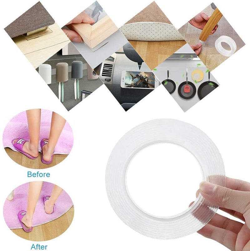 Thea Thea Dual-Sided Mounting Tape 10FT Multipurpose Strong Tape Wall Adhesive Strip Removable, Reusable Two Sided Gel Grip Tape With Strong Sticky Picture Poster Carpet Tape For Home Office, Pack of 1  - Image 3