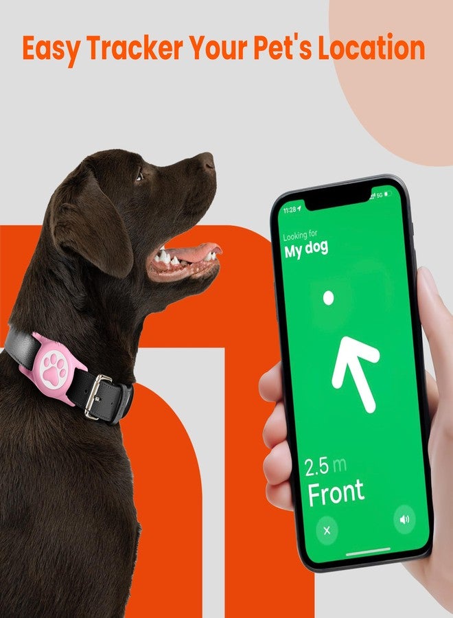 حامل طوق الكلاب المقاوم للماء من ilFindYou لجهاز Air Tag من Apple، حامل طوق الكلاب المصنوع من السيليكون لأجهزة Air Tag للكلاب والقطط (وردي) - Image 3