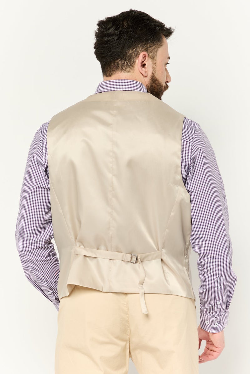 Asos Design Men Textured Sleeveless Blazer Vest, Beige  - Image 2