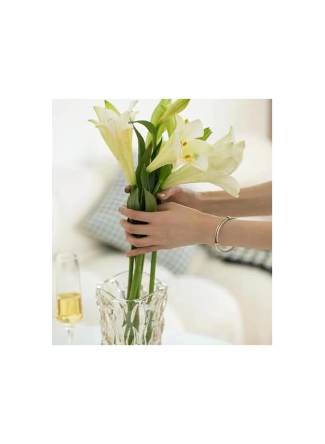 The Bros مزهرية زجاجية حديثة شفافة للزهور قوية التحمل طويلة للديكور في المنزل (شفافة) - Image 2