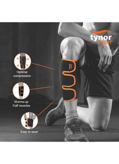 Tynor Tynor Shin & Calf Support Neo, Enhanced Compression & Comfort for Sports, Gym, Running and Daily Activities | Odour Free, Pain Relief for Men & Women | Black & Orange (Pack of 1)  - Image 2