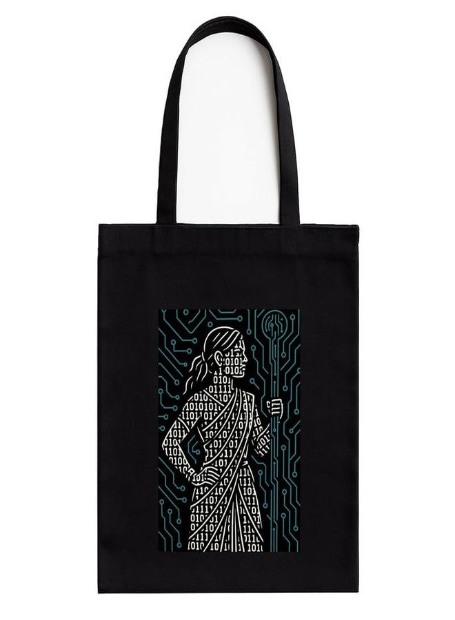 Megrok Binary Women Tote Bag for Women | Front A4 Size Printed Pocket | 16x14 Inch Female Coder Cotton Bag | STEM Women's Essential - Image 1