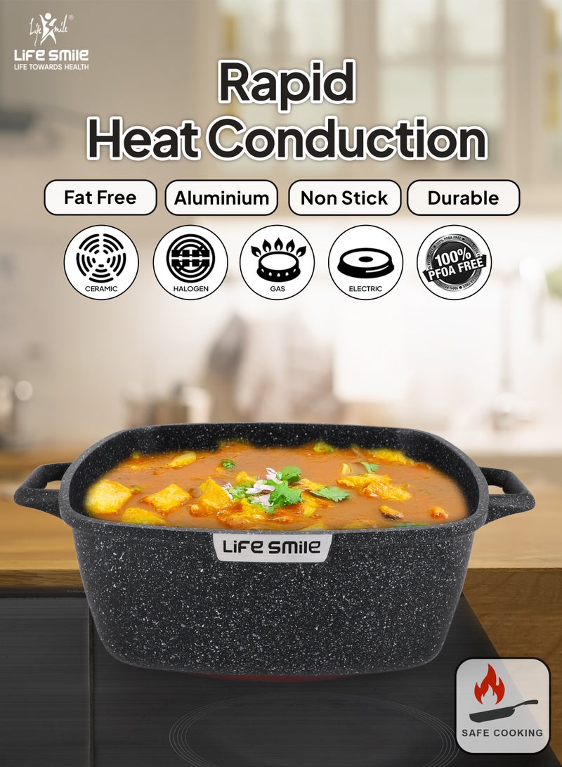 Life Smile Granite Nonstick Cookware Set with Lids – Multi-Layer Granite Coating, Induction Compatible Aluminium Pots & Pans - Image 3