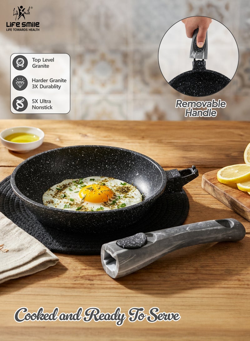 Life Smile Granite Nonstick Cookware Set with Lids – Multi-Layer Granite Coating, Induction Compatible Aluminium Pots & Pans - Image 4