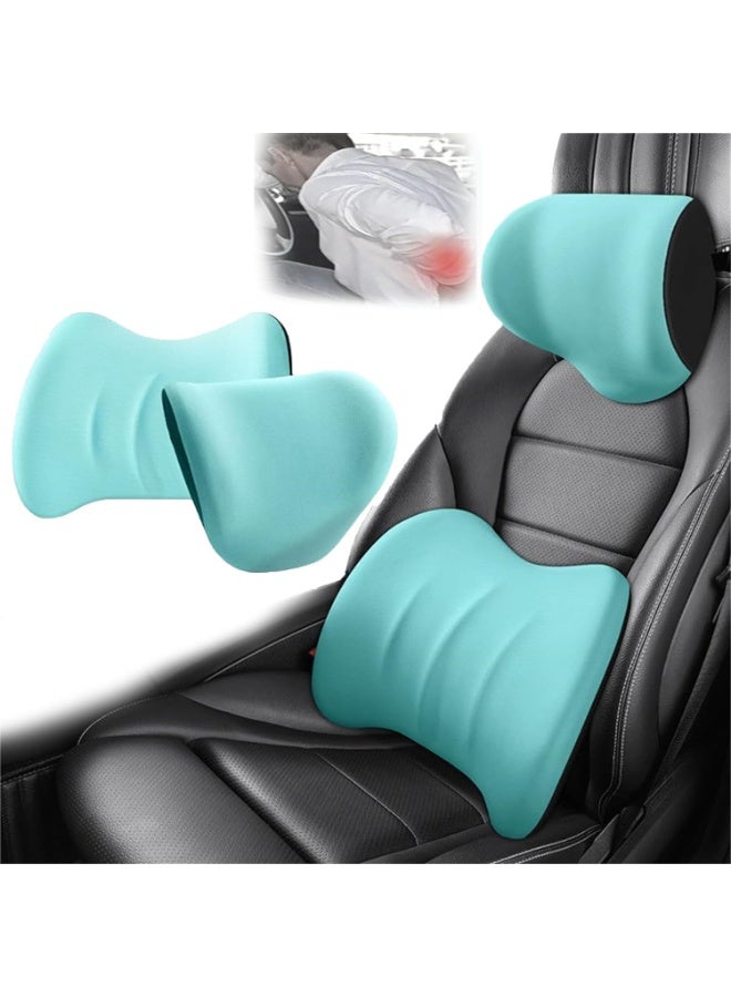 طقم مخدة دعم القطنية ومخدة رأس للسيارة – ميموري فوم بتصميم مريح وغطاء قابل للإزالة لتخفيف آلام الظهر والرقبة - Image 1