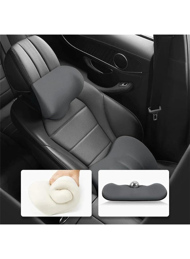 طقم مخدة دعم القطنية ومخدة رأس للسيارة – ميموري فوم بتصميم مريح وغطاء قابل للإزالة لتخفيف آلام الظهر والرقبة - Image 3