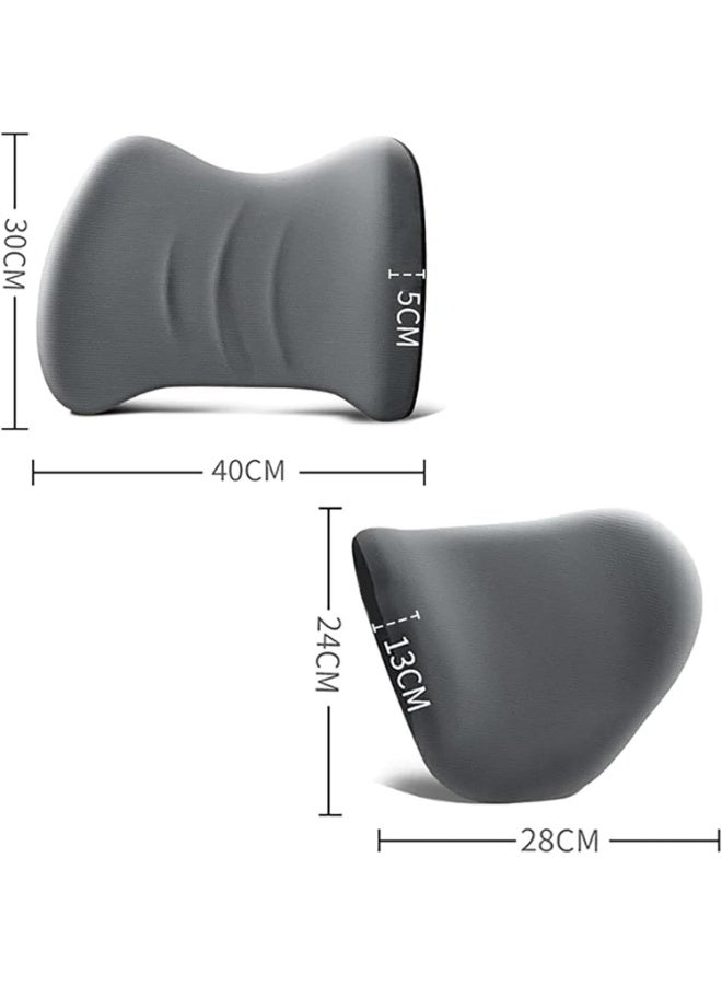 طقم مخدة دعم القطنية ومخدة رأس للسيارة – ميموري فوم بتصميم مريح وغطاء قابل للإزالة لتخفيف آلام الظهر والرقبة - Image 2