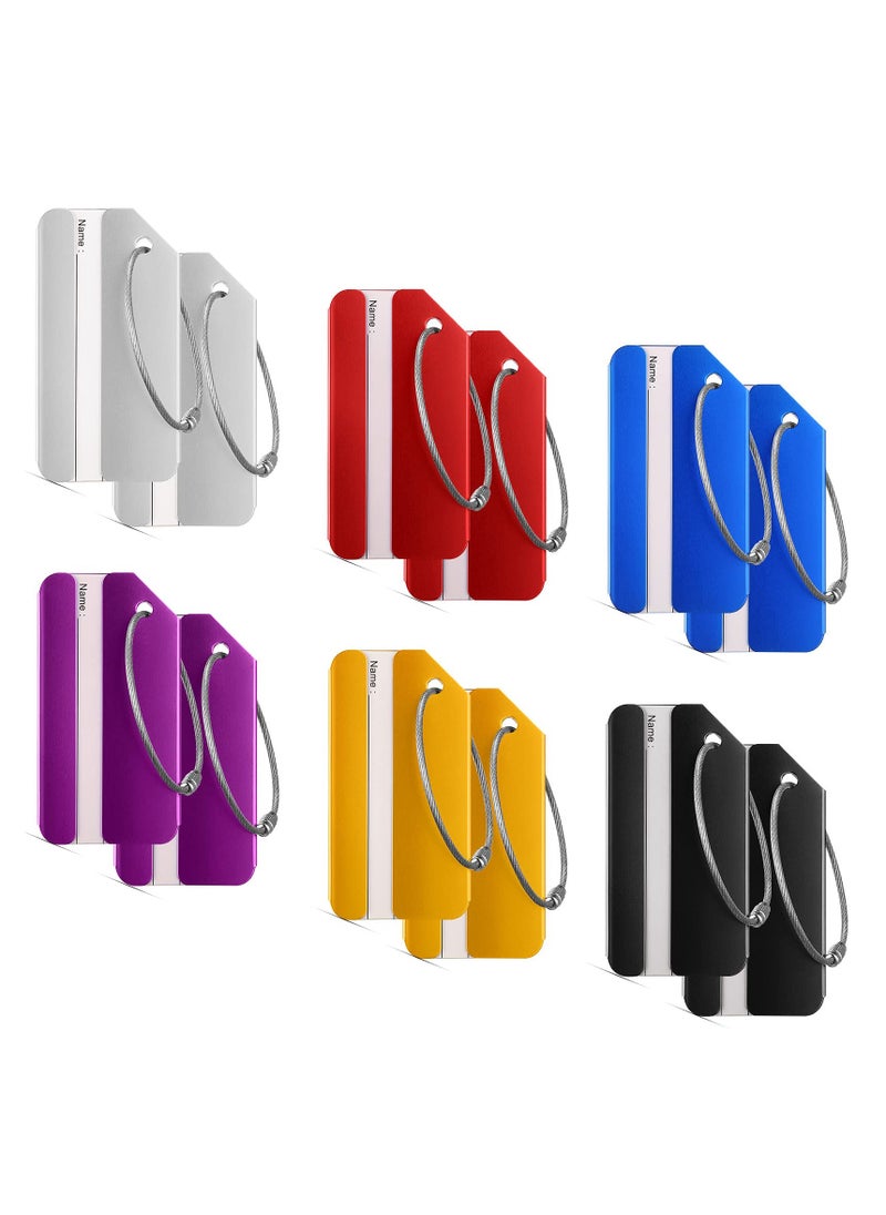 KASTWAVE Luggage Tag, 12PCS Business Card Holder Aluminum Metal Travel ID Bag Tag, Suitcase Luggage Tag for Travel Luggage ID with Waterproof Information Card Stock and Wire Loop  - Image 1