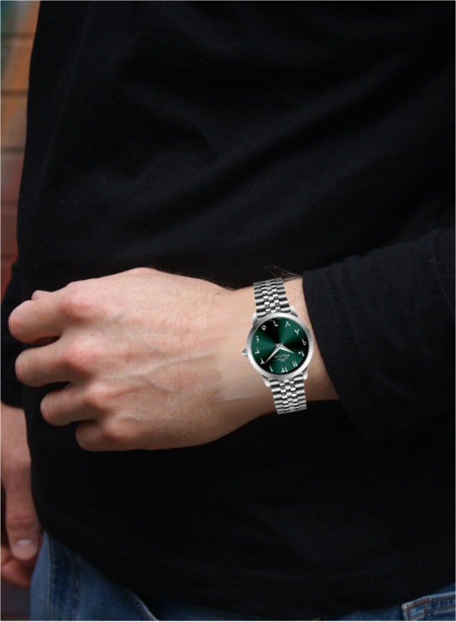 MARTINI Elegant Martini Men's Watch Stylish Green Dial Stainless Steel Band Water Resistant Perfect for Casual and Formal Wear - Image 4