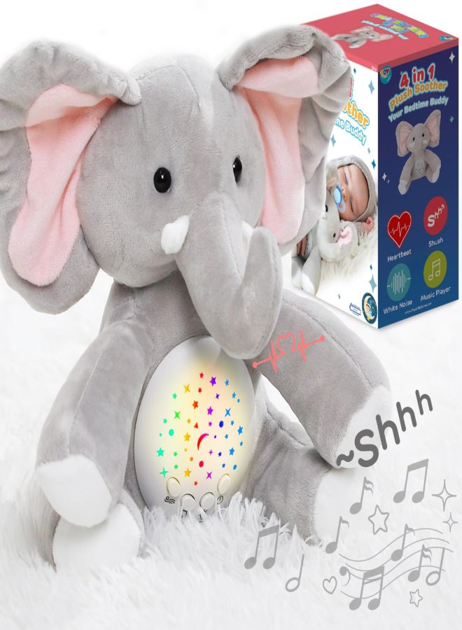 TOY Life Shush Baby Sleep, Baby Soothers Newborn, Moms Heartbeat, Baby White Noise Machine, Lullaby Stuffed Animal Heart Beat, Crib Soother, Baby Sleep Soothers, Baby Soother, Baby Sleep Aid Elephant - Image 1