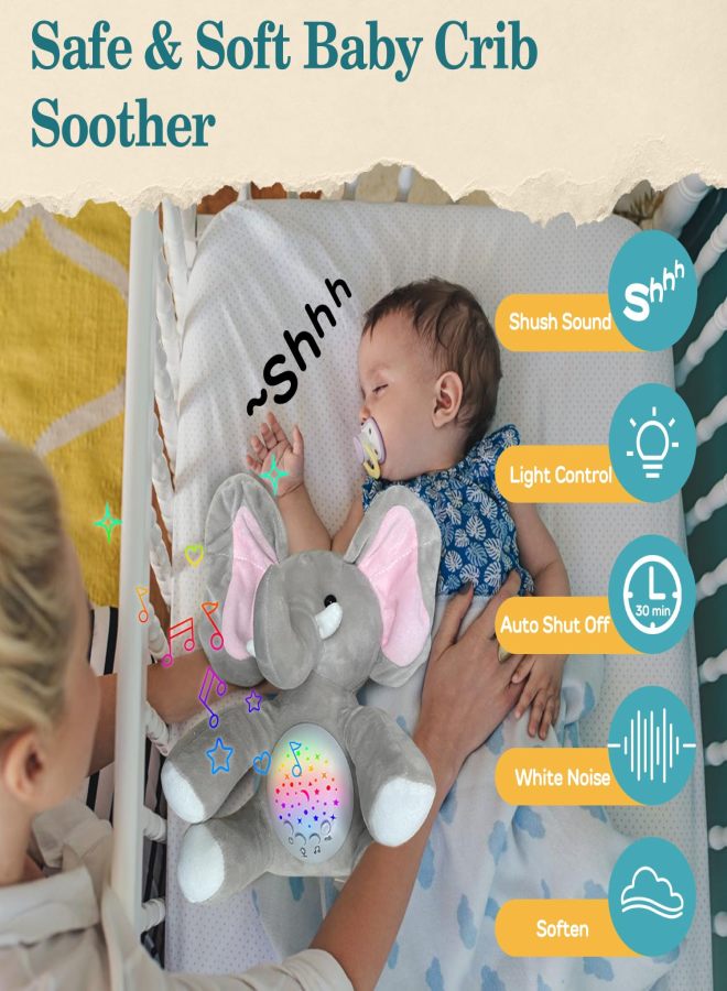 TOY Life Shush Baby Sleep, Baby Soothers Newborn, Moms Heartbeat, Baby White Noise Machine, Lullaby Stuffed Animal Heart Beat, Crib Soother, Baby Sleep Soothers, Baby Soother, Baby Sleep Aid Elephant - Image 2