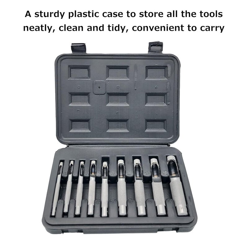 uptodateproducts 9pcs Leather Hollow Punch Set Leather Hole Punch Tool 3mm 12mm - Image 5