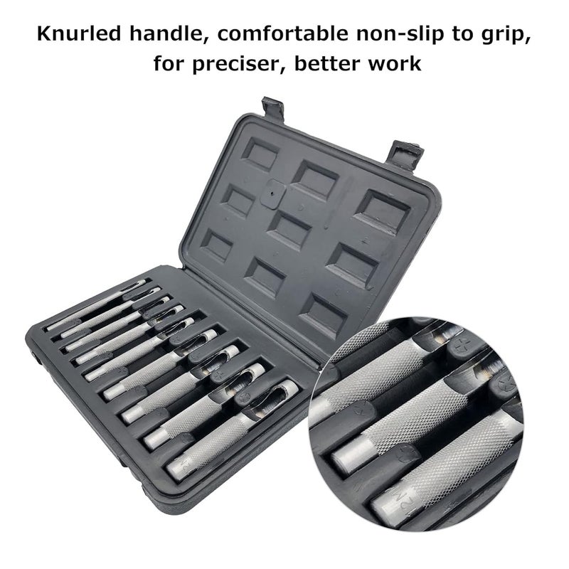 uptodateproducts 9pcs Leather Hollow Punch Set Leather Hole Punch Tool 3mm 12mm - Image 4